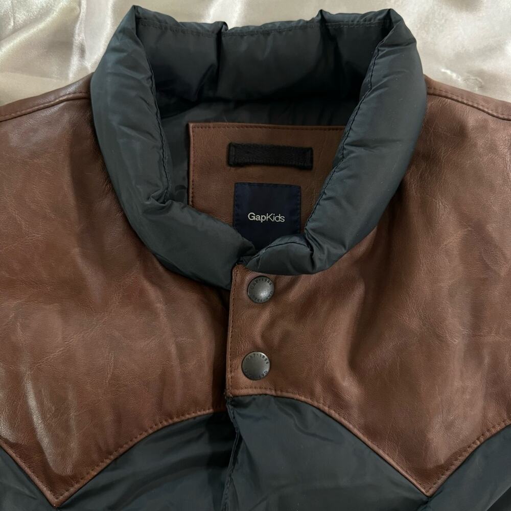 Brown Leather Black Vest Yoke Black Night XXL 14-16. ALSO Fits Adults Gap - Picture 9 of 16